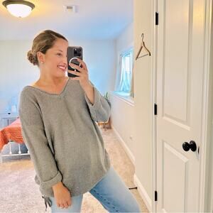 DKNY Jeans Gray Sequin Sweater 2X